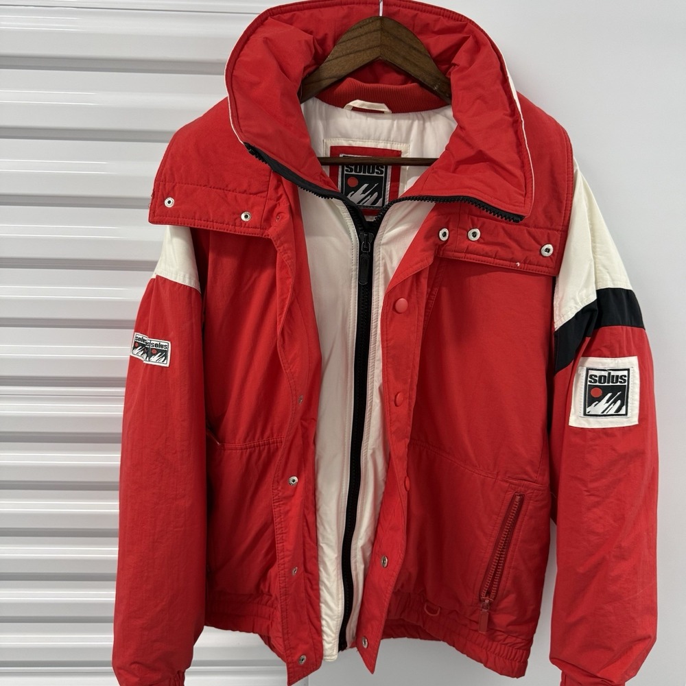 Vintage Solus Celtech Titan Ski Jacket Men's XL Red White Black Hong Kong
